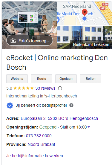 Sterren Google mijn bedrijf
